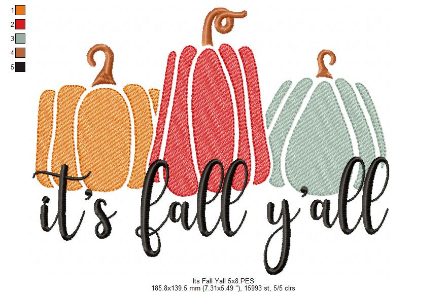 It's Fall Y'all - Sketch Stitch - Machine Embroidery Design