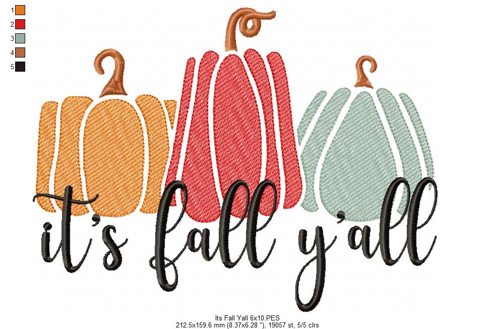 It's Fall Y'all - Sketch Stitch - Machine Embroidery Design