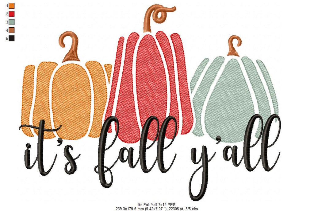 It's Fall Y'all - Sketch Stitch - Machine Embroidery Design