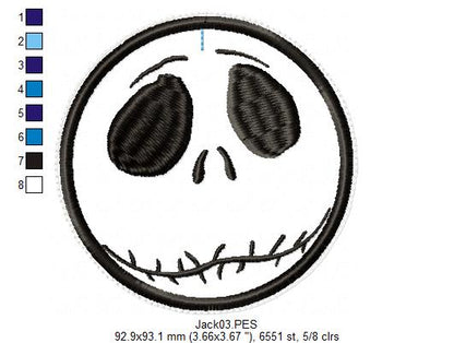 Jack Skellington Tree Ornaments Set - ITH Project - Machine Embroidery Design