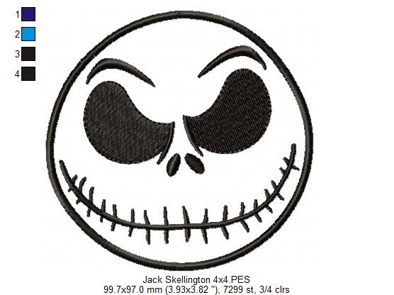 Jack Skellington Face - Applique - Machine Embroidery Design
