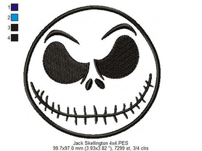 Jack Skellington Face - Applique - Machine Embroidery Design
