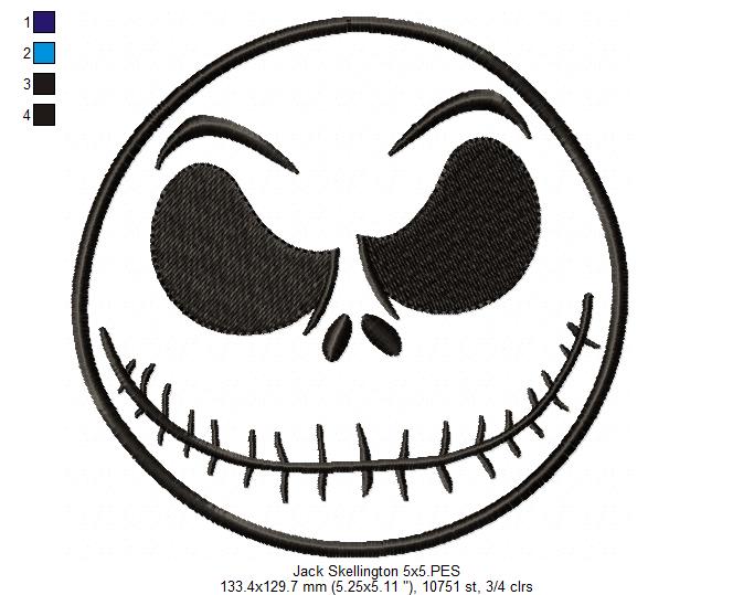 Jack Skellington Face - Applique - Machine Embroidery Design