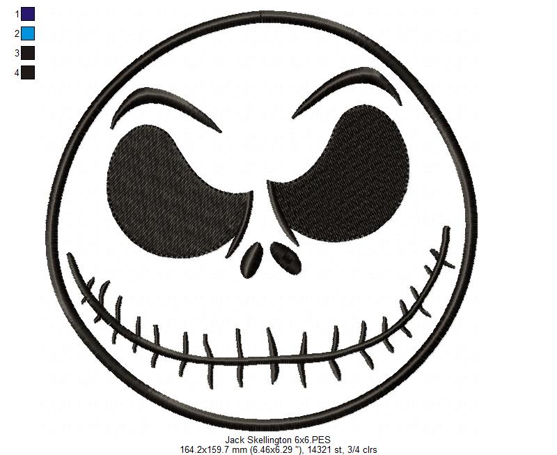 Jack Skellington Face - Applique - Machine Embroidery Design