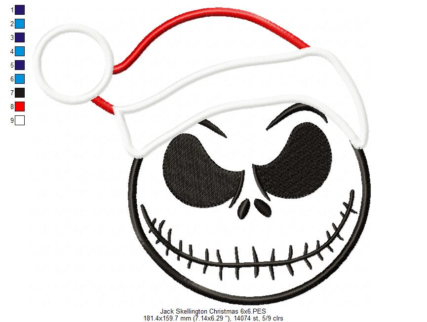 Christmas Skellington Boy - Applique - machine Embrodery Design
