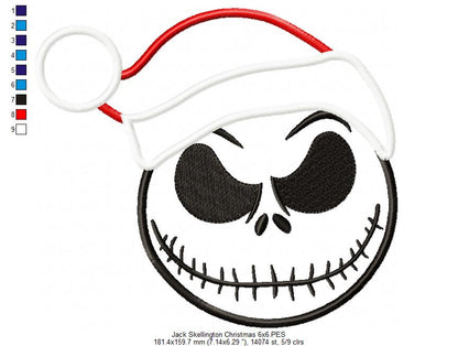 Christmas Skellington Boy - Applique - machine Embrodery Design
