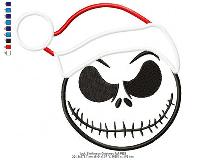 Christmas Skellington Boy - Applique - machine Embrodery Design