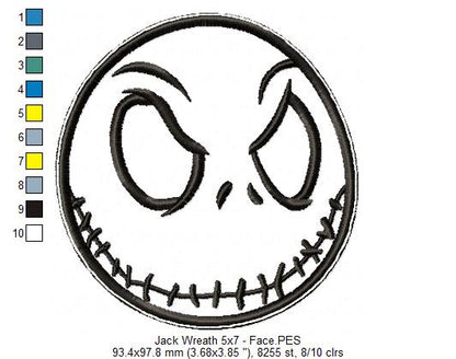 Jack Skellington Wreath - ITH Project - Machine Embroidery Design