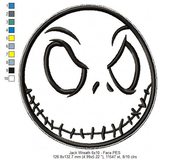 Jack Skellington Wreath - ITH Project - Machine Embroidery Design