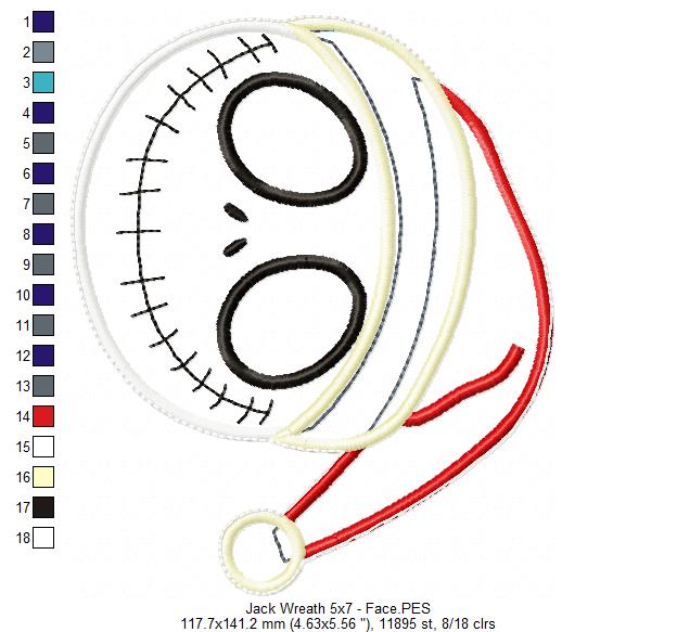 Jack Skellington Christmas Wreath - ITH Project - Machine Embroidery Design