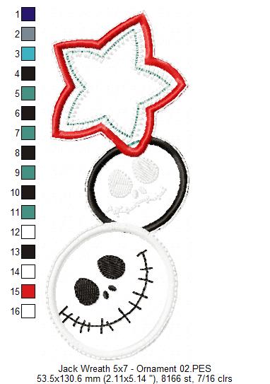 Jack Skellington Christmas Wreath - ITH Project - Machine Embroidery Design