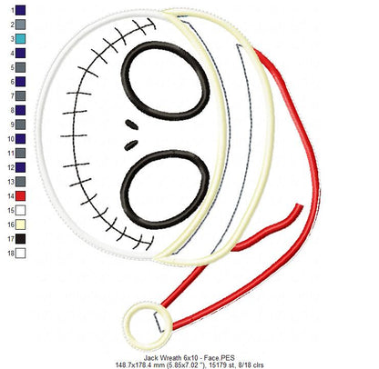 Jack Skellington Christmas Wreath - ITH Project - Machine Embroidery Design