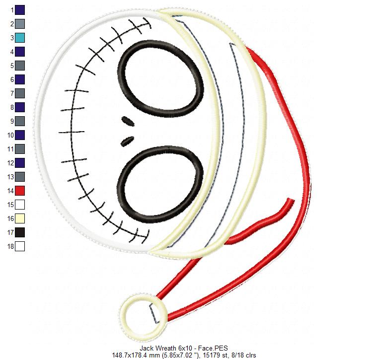 Jack Skellington Christmas Wreath - ITH Project - Machine Embroidery Design