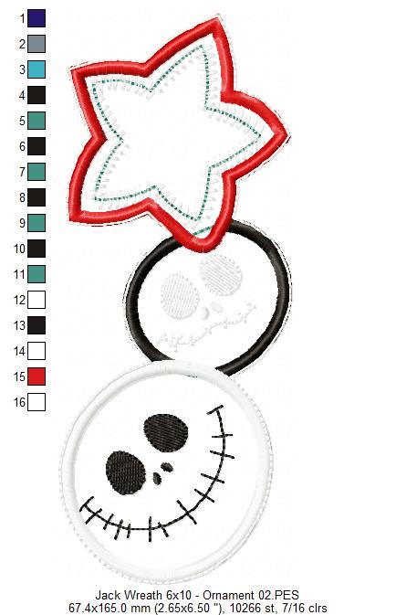 Jack Skellington Christmas Wreath - ITH Project - Machine Embroidery Design