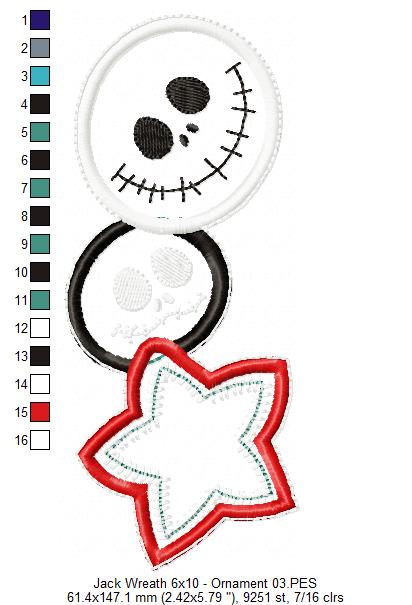 Jack Skellington Christmas Wreath - ITH Project - Machine Embroidery Design