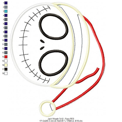 Jack Skellington Christmas Wreath - ITH Project - Machine Embroidery Design