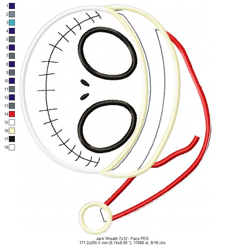 Jack Skellington Christmas Wreath - ITH Project - Machine Embroidery Design