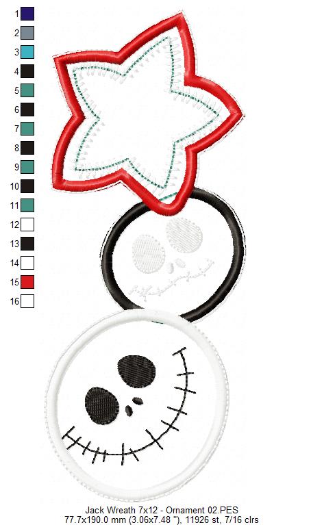 Jack Skellington Christmas Wreath - ITH Project - Machine Embroidery Design