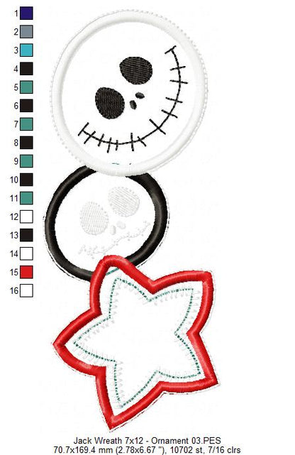 Jack Skellington Christmas Wreath - ITH Project - Machine Embroidery Design
