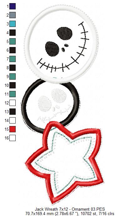 Jack Skellington Christmas Wreath - ITH Project - Machine Embroidery Design