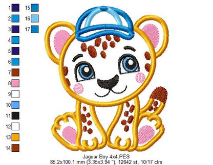 Little Jaguar Cub - Appliqué - Machine Embroidery Design