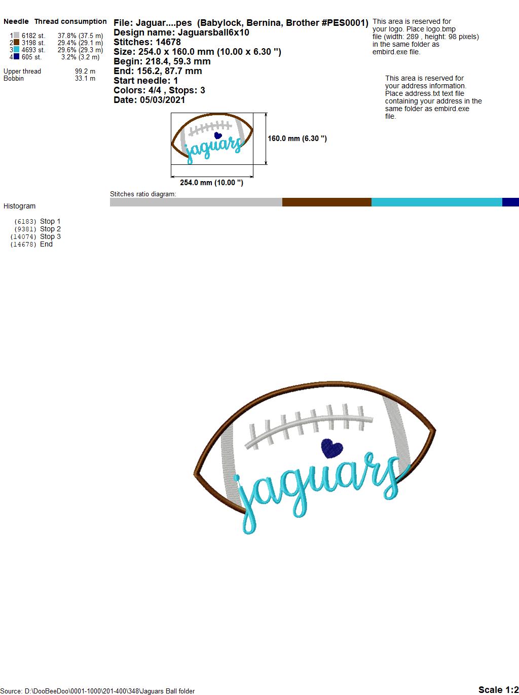 Jaguars Football Script – Satin Stitch – Machine Embroidery Design