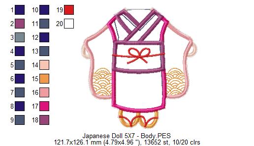 Japanese Spring Doll - ITH Project - Machine Embroidery Design