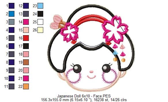 Japanese Spring Doll - ITH Project - Machine Embroidery Design