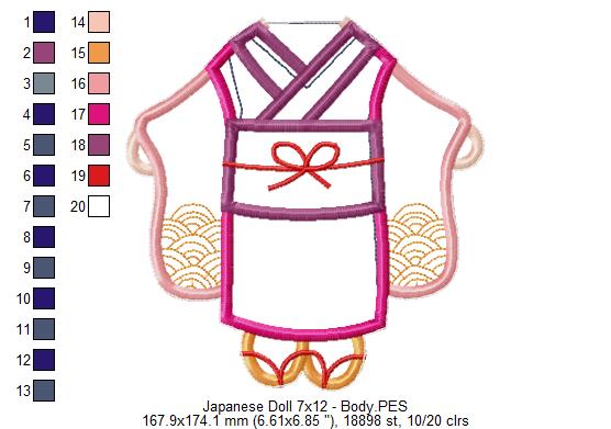 Japanese Spring Doll - ITH Project - Machine Embroidery Design