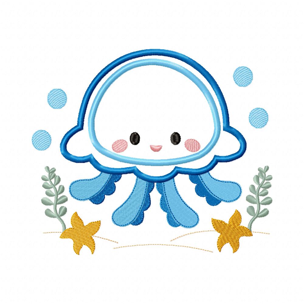 Cute Jellyfish Boy - Applique