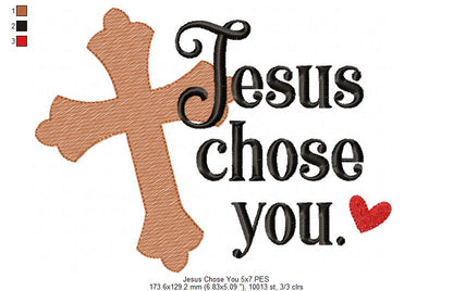Jesus Chose You - Fill Stitch - Set of 2 Designs - Machine Embroidery Design
