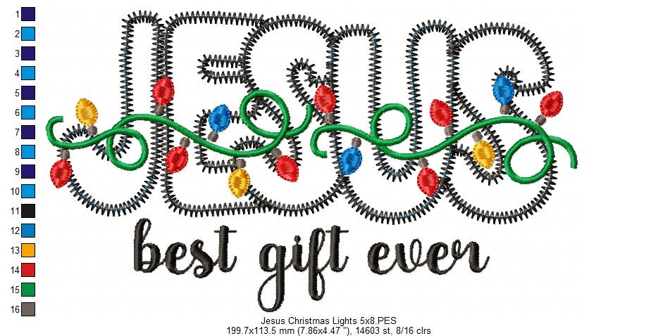 Jesus Best Gift Ever - ZigZag Applique - Machine Embroidery Design