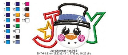 Joy Snowman - Applique