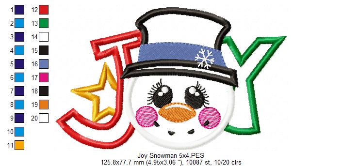 Joy Snowman - Applique