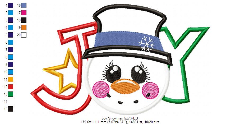 Joy Snowman - Applique