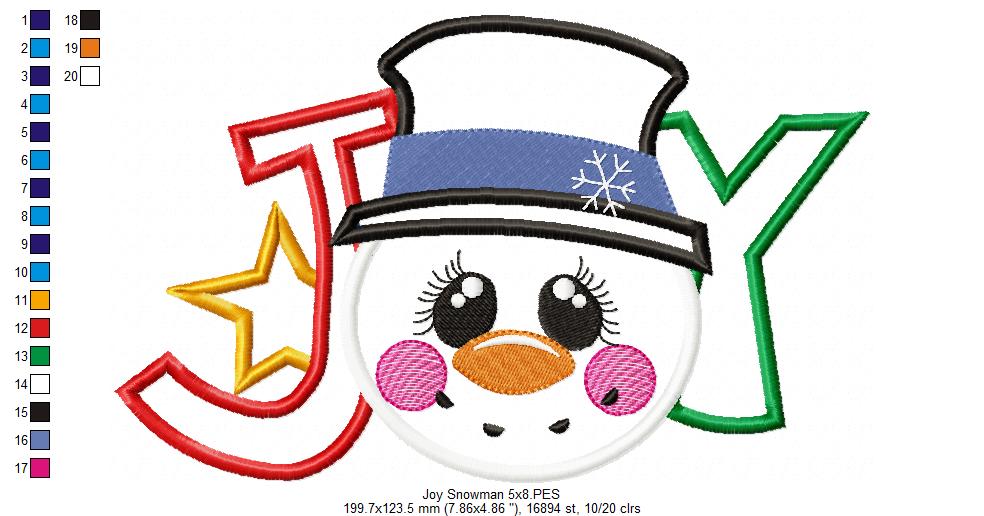 Joy Snowman - Applique