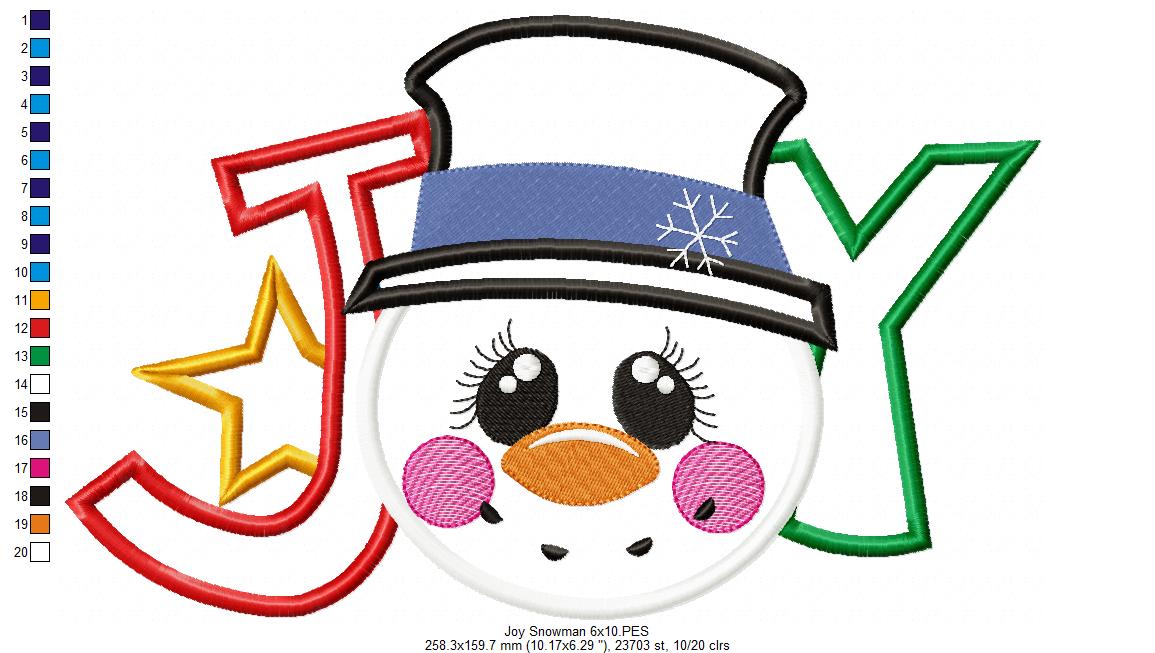Joy Snowman - Applique
