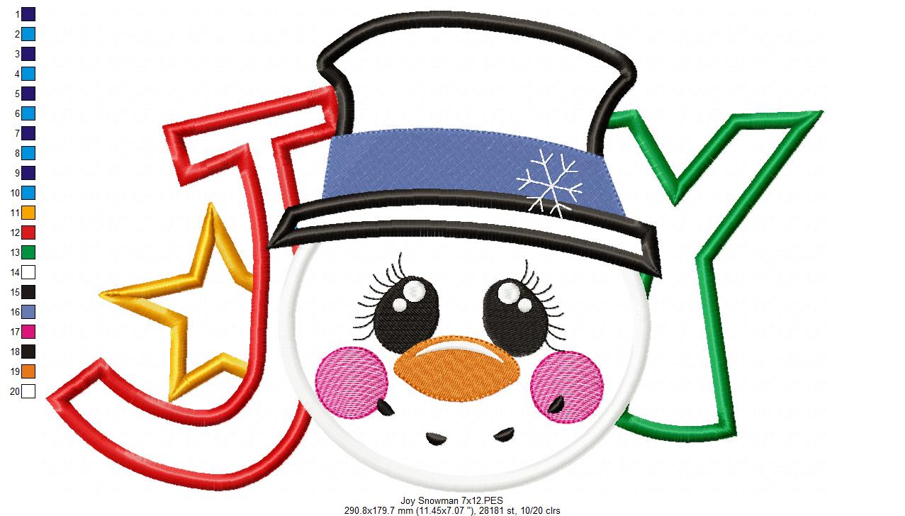 Joy Snowman - Applique