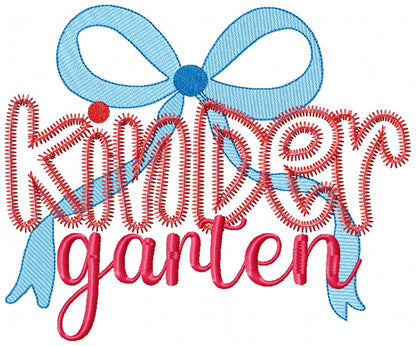 Kindergarten Coquette Bow – Zigzag Applique – Machine Embroidery Design