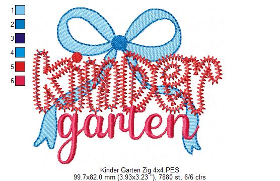 Kindergarten Coquette Bow – Zigzag Applique – Machine Embroidery Design