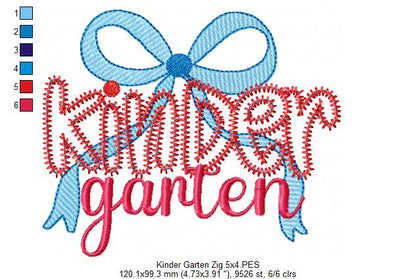 Kindergarten Coquette Bow – Zigzag Applique – Machine Embroidery Design
