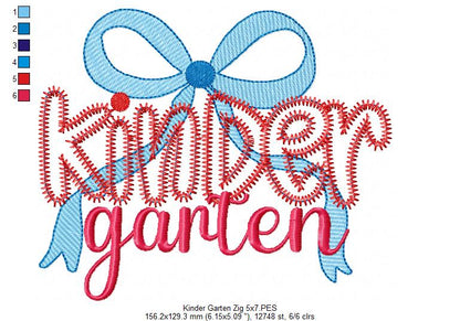 Kindergarten Coquette Bow – Zigzag Applique – Machine Embroidery Design