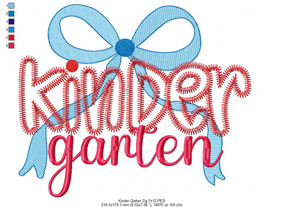 Kindergarten Coquette Bow – Zigzag Applique – Machine Embroidery Design