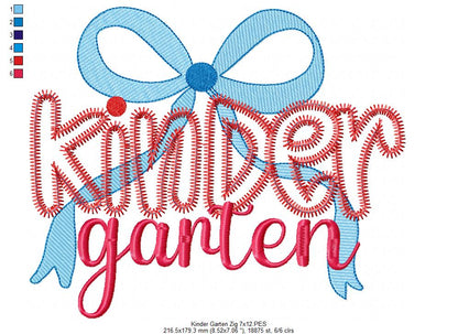 Kindergarten Coquette Bow – Zigzag Applique – Machine Embroidery Design