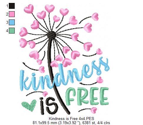 Kindness is Free ... Sprinkle it Everywhere - Fill Stitch - Set of 2 designs - Machine Embroidery Design