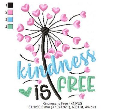 Kindness is Free ... Sprinkle it Everywhere - Fill Stitch - Set of 2 designs - Machine Embroidery Design