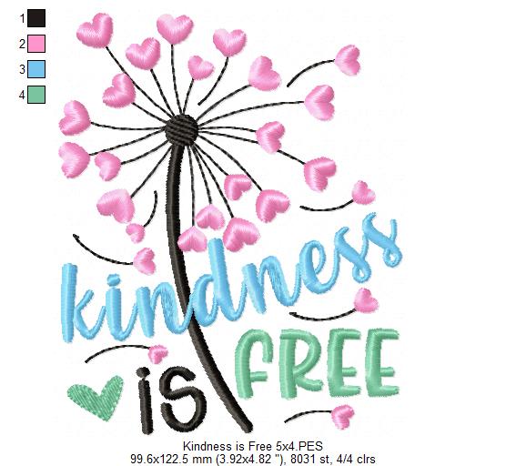 Kindness is Free ... Sprinkle it Everywhere - Fill Stitch - Set of 2 designs - Machine Embroidery Design