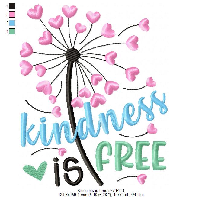 Kindness is Free ... Sprinkle it Everywhere - Fill Stitch - Set of 2 designs - Machine Embroidery Design