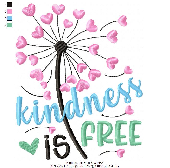 Kindness is Free ... Sprinkle it Everywhere - Fill Stitch - Set of 2 designs - Machine Embroidery Design