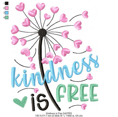 Kindness is Free ... Sprinkle it Everywhere - Fill Stitch - Set of 2 designs - Machine Embroidery Design
